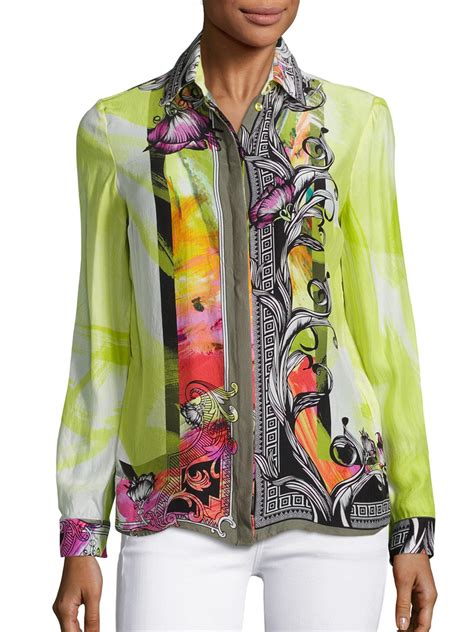 women's versace silk blouse|versace tops women's.